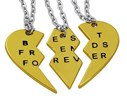 Hanessa Freundschafts-Halskette für Mädchen in Gold (3 Stück) Best Friends Forever Liebe Herz Damen-Schmuck von Hanessa