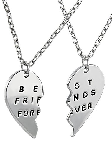 Hanessa Freundschafts-Halskette für Mädchen in Silber (2 Stück) Best Friends Forever Liebe Herz Damen-Schmuck von Hanessa