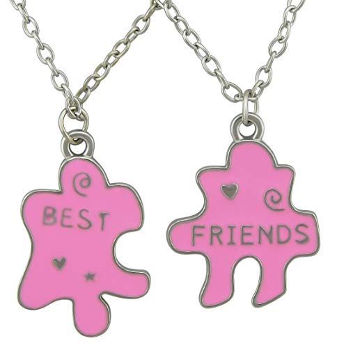 Hanessa Freundschafts-ketten best friends Puzzle Kette für beste Freunde in Pink Geschenk zu Weihnachten für die beste Freundin oder den besten Freund von Hanessa