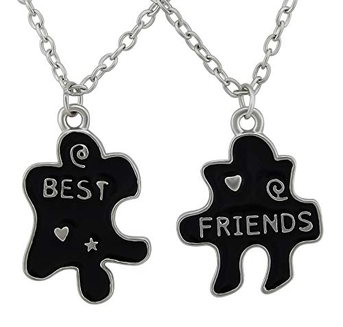 Hanessa Freundschafts-ketten best friends Puzzle Kette für beste Freunde in Schwarz Geschenk zu Weihnachten für die beste Freundin oder den besten Freund von Hanessa