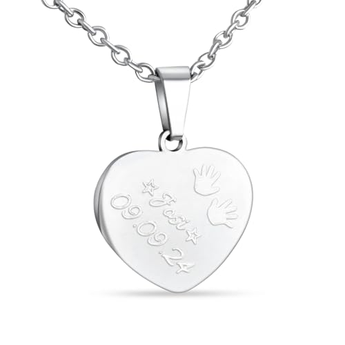 Hanessa Herz Kette in Silber – Personalisierte Halskette mit Gravur aus Edelstahl 50–60 cm – Individueller Schmuck für Frauen, Damen & Mädchen – Geschenk zum Geburtstag, Weihnachten & Hochzeitstag von Hanessa