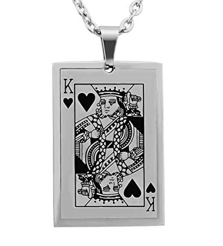 Hanessa Personalisierte Kette mit Gravur Edelstahl 50 cm mit Anhänger Herz König Spielkarte in silber - Personalisierte Halskette für Männer und Frauen - Personalisierter Schmuck Damen Herren von Hanessa