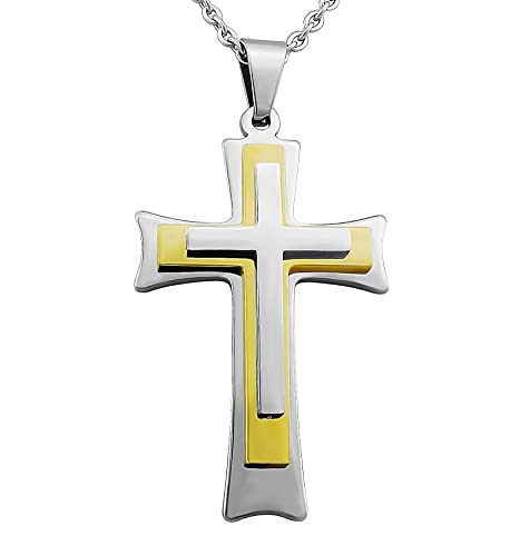 Hanessa Personalisierte Kette mit Gravur Edelstahl 50 cm mit Anhänger Kreuz in silber gold - Personalisierte Halskette für Männer und Frauen - Personalisierter Schmuck Damen Herren von Hanessa