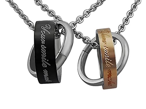 Hanessa 2 Stück Personalisierte Kette mit Gravur Edelstahl 50 cm mit Anhänger You are my sunshine mit Datum in silber schwarz gold - Personalisierte Geschenke für Damen Herren Freundin Freund von Hanessa