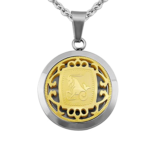Hanessa Personalisierte Kette mit Gravur Edelstahl 50 cm mit Anhänger Sternzeichen Steinbock in gold - Personalisierte Halskette für Männer und Frauen - Personalisierter Schmuck Damen Herren von Hanessa
