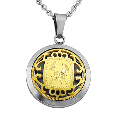 Hanessa Personalisierte Kette mit Gravur Edelstahl 50 cm mit Anhänger Sternzeichen Zwilling in gold - Personalisierte Halskette für Männer und Frauen - Personalisierter Schmuck Damen Herren von Hanessa