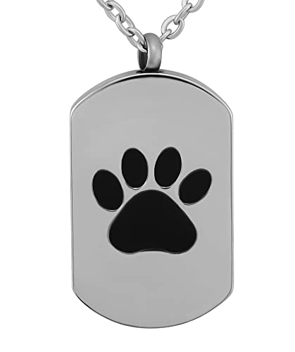 Hanessa Personalisierte Kette mit Gravur Edelstahl 55 cm mit Anhänger Dog Tag Pfote in silber - Personalisierte Geschenke für Tierbesitzer Damen Herren - Halskette Kettenanhänger Hund von Hanessa