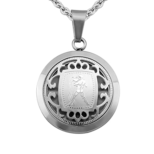 Hanessa Personalisierte Kette mit Gravur Edelstahl 50 cm mit Anhänger Sternzeichen Wassermann in silber - Personalisierte Halskette für Männer und Frauen - Personalisierter Schmuck Damen Herren von Hanessa