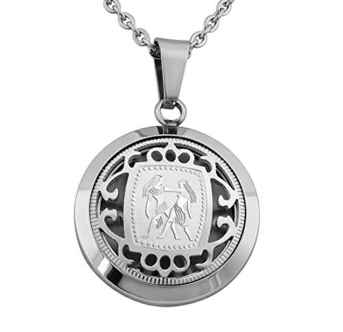 Hanessa Personalisierte Kette mit Gravur Edelstahl 50 cm mit Anhänger Sternzeichen Zwilling in silber - Personalisierte Halskette für Männer und Frauen - Personalisierter Schmuck Damen Herren von Hanessa