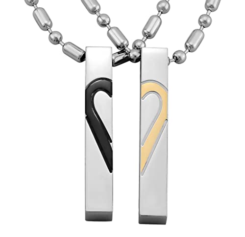 Hanessa 2 Stück Personalisierte Kette mit Gravur Edelstahl 55 cm mit Anhänger Herz Rechteck in silber schwarz gold - Personalisierte Geschenke für Damen Herren Freundin Freund - Partner Halskette Hanessa 2 Stück Personalisierte Kette mit Gravur Edelstahl 55 cm mit Anhänger Herz Rechteck in silber schwarz gold - Personalisierte Geschenke für Damen Herren Freundin Freund - Partner Halskette von Hanessa