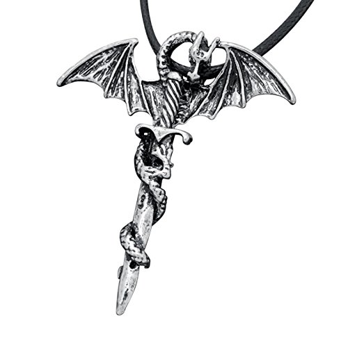 Hanessa Halskette Edelstahl Drache Schwert Gothic Mystery Fantasy Herren- Damen-Schmuck Geschenk zu Weihnachten für den Mann oder die Frau / Freund oder Freundin / Männer oder Frauen von Hanessa