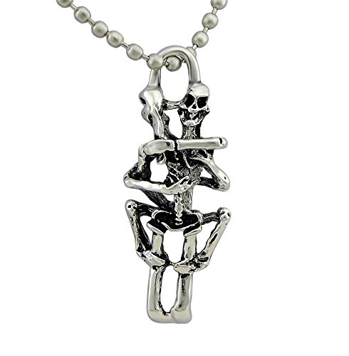 Hanessa Halskette Edelstahl Skelett Paar Menschen Körper Schmuck Damen Herren Knochen Geschenk zu Weihnachten für den Mann oder die Frau/Freund oder Freundin/Männer oder Frauen von Hanessa