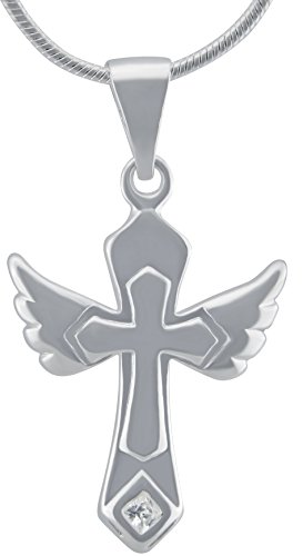 Hanessa Halskette Kreuz mit Flügeln Damen-Schmuck silber Versilbert Jesus Geschenk zu Weihnachten für die Frau / Freundin von Hanessa