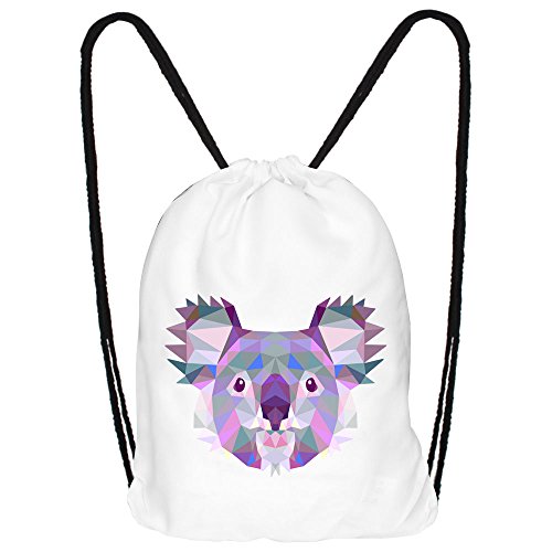 Hanessa Jutebeutel mit Koala Tier Aufdruck Sportbeutel Tüte Rucksack Beutel Tasche Gym Bag Gymsack Hipster Fashion Sport-tasche Einkaufs-tasche Weiß von Hanessa