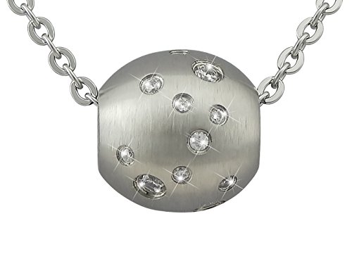 Hanessa Kette aus Edelstahl Damen-Schmuck Hals-Kette und Anhänger aus hochwertigem 316L Stahl " In Silber Kugel mit Zirkonia-Steinen " Geschenk zu Weihnachten für die Frau von Hanessa