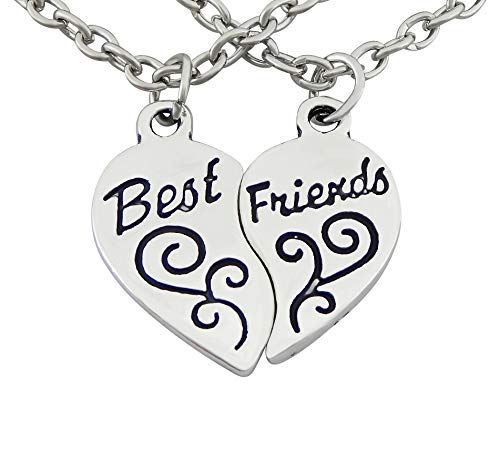 Hanessa Mädchen Schmuck 3 x Freundschafts-Halsketten Best Friends Forever Herz-Anhänger Puzzle Geschenk zum Valentinstag für die Beste Freundin/Freundinnen 