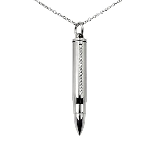 Hanessa Personalisierte Kette mit Gravur Edelstahl 45-60 cm "Pistolen Kugel " Patrone zum Aufschrauben in silber - Halskette für Männer und Frauen - Personalisierter Schmuck Damen Herren Hanessa Personalisierte Kette mit Gravur Edelstahl 45-60 cm "Pistolen Kugel " Patrone zum Aufschrauben in silber - Halskette für Männer und Frauen - Personalisierter Schmuck Damen Herren von Hanessa