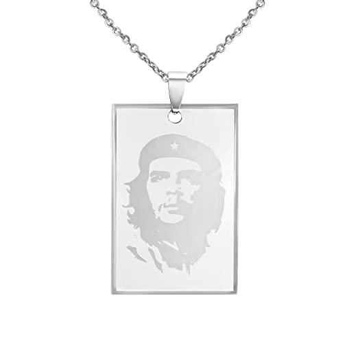 Hanessa Personalisierte Kette mit Gravur Edelstahl 45-60 cm mit Anhänger Che Guevara Freiheit in silber - Personalisierte Halskette für Männer und Frauen - Personalisierter Schmuck Damen Herren von Hanessa