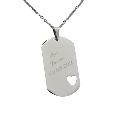 Hanessa Personalisierte Kette mit Gravur Edelstahl 45-60 cm mit Anhänger Dog Tag in silber - Personalisierte Halskette für Frauen - Personalisierter Schmuck Damen von Hanessa