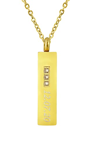 Hanessa Personalisierte Kette mit Gravur Edelstahl 45-60 cm mit Anhänger Stab mit Strass-Steinen in gold - Personalisierte Halskette für Frauen - Personalisierter Schmuck Damen von Hanessa