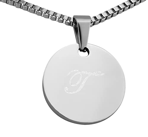 Hanessa Personalisierte Kette mit Gravur Edelstahl 48 cm mit Anhänger rund in silber - Personalisierte Halskette für Männer und Frauen - Personalisierter Schmuck Damen Herren von Hanessa