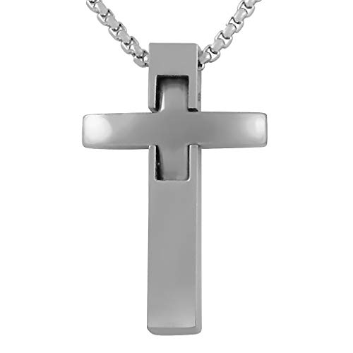 Hanessa Personalisierte Kette mit Gravur Edelstahl 55 cm mit Anhänger Kreuz mit Datum in silber - Personalisierte Halskette für Männer und Frauen - Personalisierter Schmuck Damen Herren von Hanessa