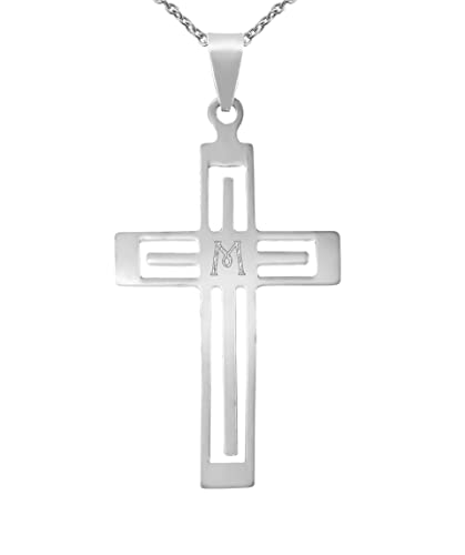 Hanessa Personalisierte Kette mit Gravur Leder 44 +4 cm mit Anhänger Kreuz in silber - Personalisierte Halskette für Männer und Frauen - Personalisierter Schmuck Damen Herren von Hanessa