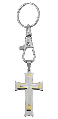 Hanessa Schlüsselanhänger personalisiert Kreuz | Schlüsselanhänger mit Gravur Edelstahl silber gold | Personalisierte Geschenke für Mama Papa | Schlüssel Anhänger Text Name Datum von Hanessa