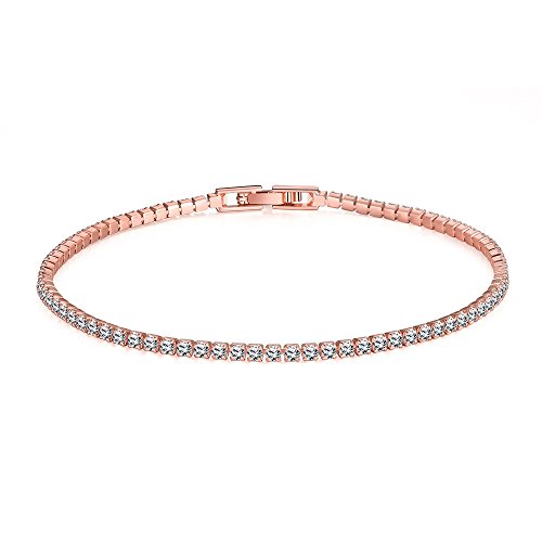 Hanessa Schmuck Arm-Band Arm-Kette goldener Damen-Schmuck Rosè-Gold Vergoldet in Gold mit Strass-Steine Geschenk für die Ehe-Frau/Freundin/Frauen von Hanessa