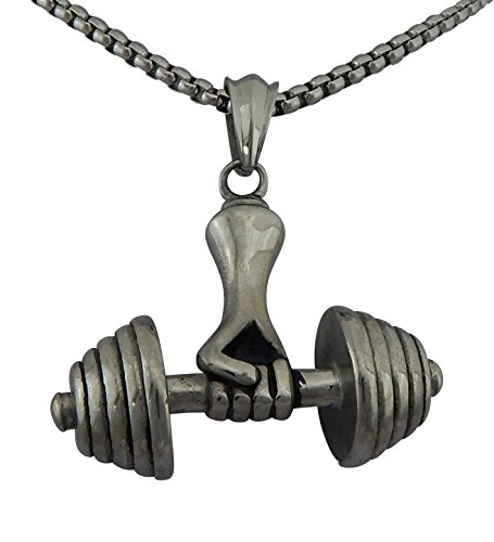 Hanessa Schmuck für Herren Hals-Kette mit Hantel-Anhänger Titan-Stahl in Silber in groß Geschenk zu Weihnachten für Ehe-Mann/Freund/Männer Hanessa Schmuck für Herren Hals-Kette mit Hantel-Anhänger Titan-Stahl in Silber in groß Geschenk zu Weihnachten für Ehe-Mann/Freund/Männer von Hanessa