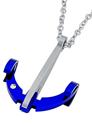 Hanessa Schmuck für Männer Edle Edelstahl Herren Halskette in Silber Anker Anhänger Geschenk zu Weihnachten für den Freund/Mann Blau Hanessa Schmuck für Männer Edle Edelstahl Herren Halskette in Silber Anker Anhänger Geschenk zu Weihnachten für den Freund/Mann Blau von Hanessa