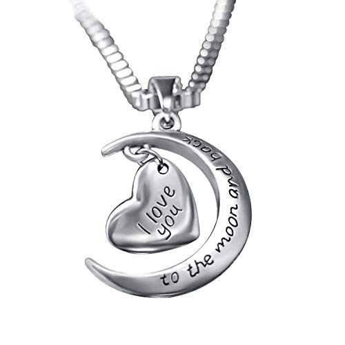 Hanessa Familien-Halskette Silber Halbmond & Herz mit Beschriftung ( I love you to the moon and back ) Damen-Schmuck von Hanessa