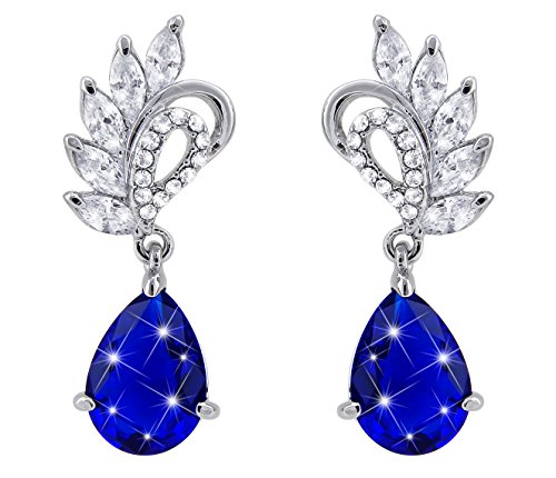 Hanessa Silber Tropfen Ohrringe Rhodiniert Zirkona-Steine in Blau Damen-Schmuck von Hanessa
