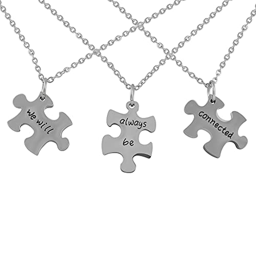 Hanessa drei Hals-kette in silber Puzzle-Teile we will always be connected Kette für beste Freunde Freundinnen Geschenk zu Weihnachten für Freund oder Freundin von Hanessa