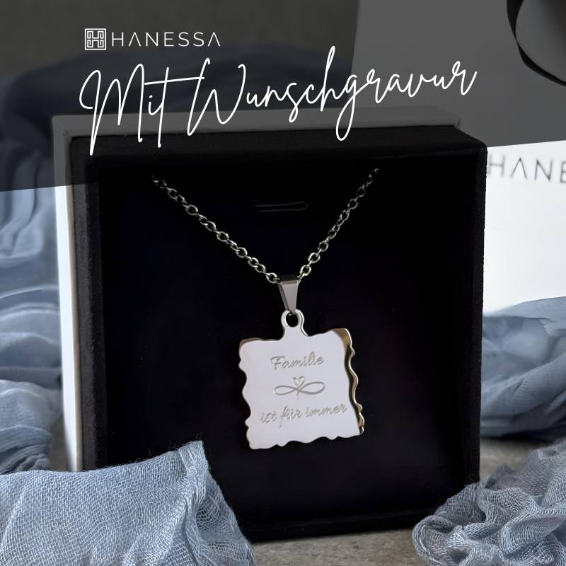 Gravierte Halskette Mit Gravur Pergament-Papier Anhänger Aus Edelstahl in Silber Personalisierte Geschenke Für Freunde von HanessaDE