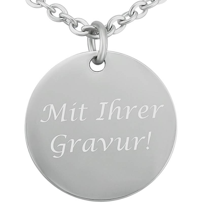 Personalisierte Kette Mit Gravur Anhänger Rund in Silber/Gold Aus Edelstahl Personalisierte Geschenke von HanessaDE