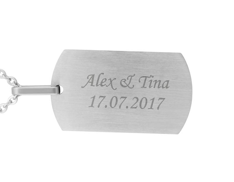 Personalisierte Kette Mit Gravur Dog Tag Erkennungsmarke Aus Edelstahl Anhänger in Silber Personalisierte Geschenke von HanessaDE