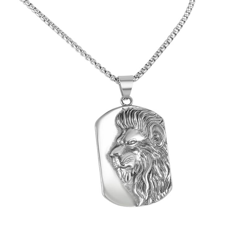 Personalisierte Kette Mit Gravur Dog Tag Löwe in 3D Aus Edelstahl Silber Personalisierte Geschenke Für Männer von HanessaDE