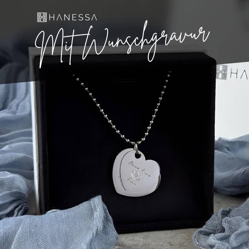 Personalisierte Kette Mit Gravur Doppelter Herz Anhänger in Silber Oder Gold Aus Edelstahl Personalisierte Geschenke von HanessaDE