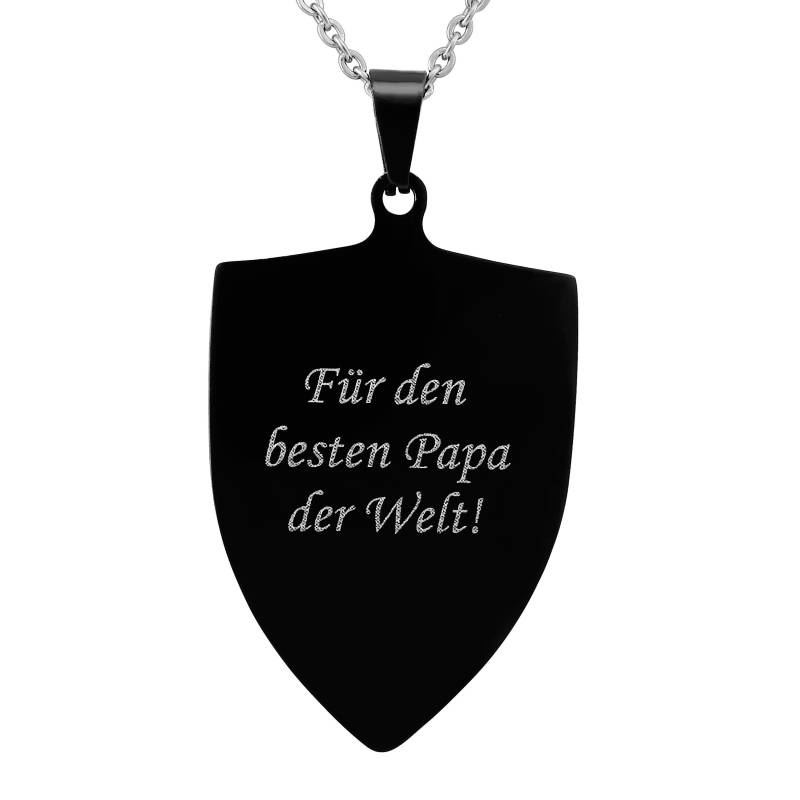 Personalisierte Kette Mit Gravur Emblem Abzeichen in Schwarz Aus Edelstahl Personalisierte Geschenke Für Männer, Väter von HanessaDE