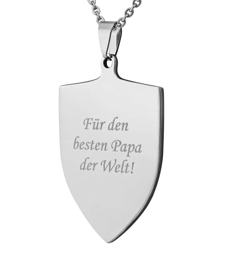 Personalisierte Kette Mit Gravur Emblem Anhänger in Silber Aus Edelstahl Personalisierte Geschenke Für Männer von HanessaDE