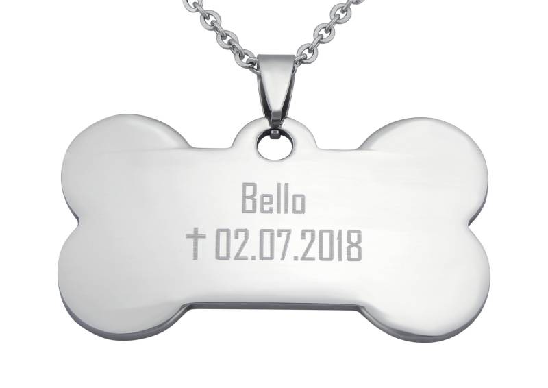 Personalisierte Kette Mit Gravur Hundeknochen Anhänger Silber Edelstahl Personalisierte Geschenke Für Freund, Freundin von HanessaDE
