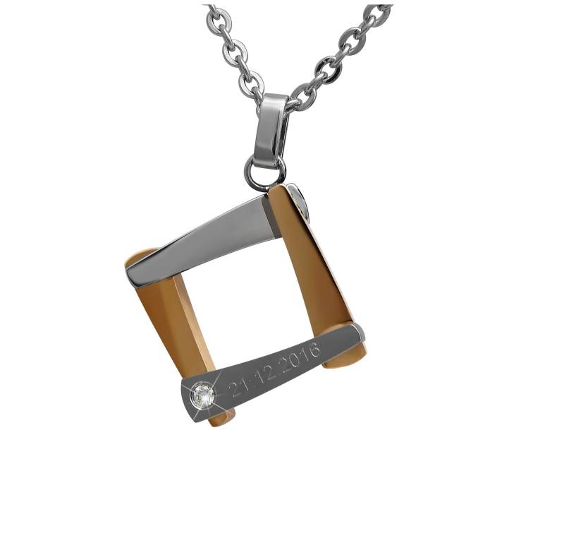 Personalisierte Kette Mit Gravur Quadrat Anhänger Strass Stein Aus Edelstahl in Silber Gold Personalisierte Geschenke von HanessaDE
