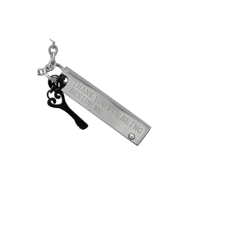 Personalisierte Kette Mit Gravur Rückseite "Thank You For Beeing Beside Me" Edelstahl in Silber Personalisierte Geschenke von HanessaDE