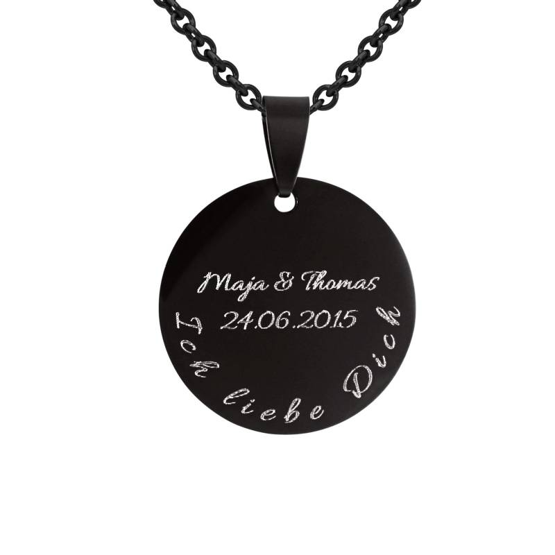 Personalisierte Kette Mit Gravur Runder Kreis Anhänger Schwarz Edelstahl Personalisierte Geschenke Für Männer Und Frauen von HanessaDE