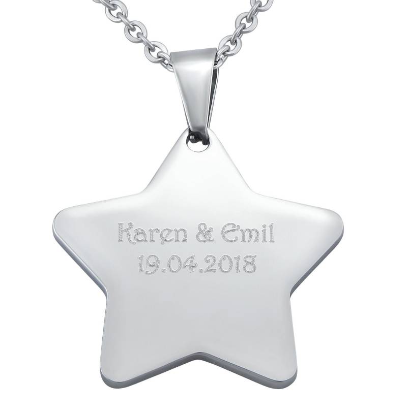 Personalisierte Kette Mit Gravur Stern Anhänger Aus Edelstahl in Silber Personalisierte Geschenke Freund, Freundin von HanessaDE