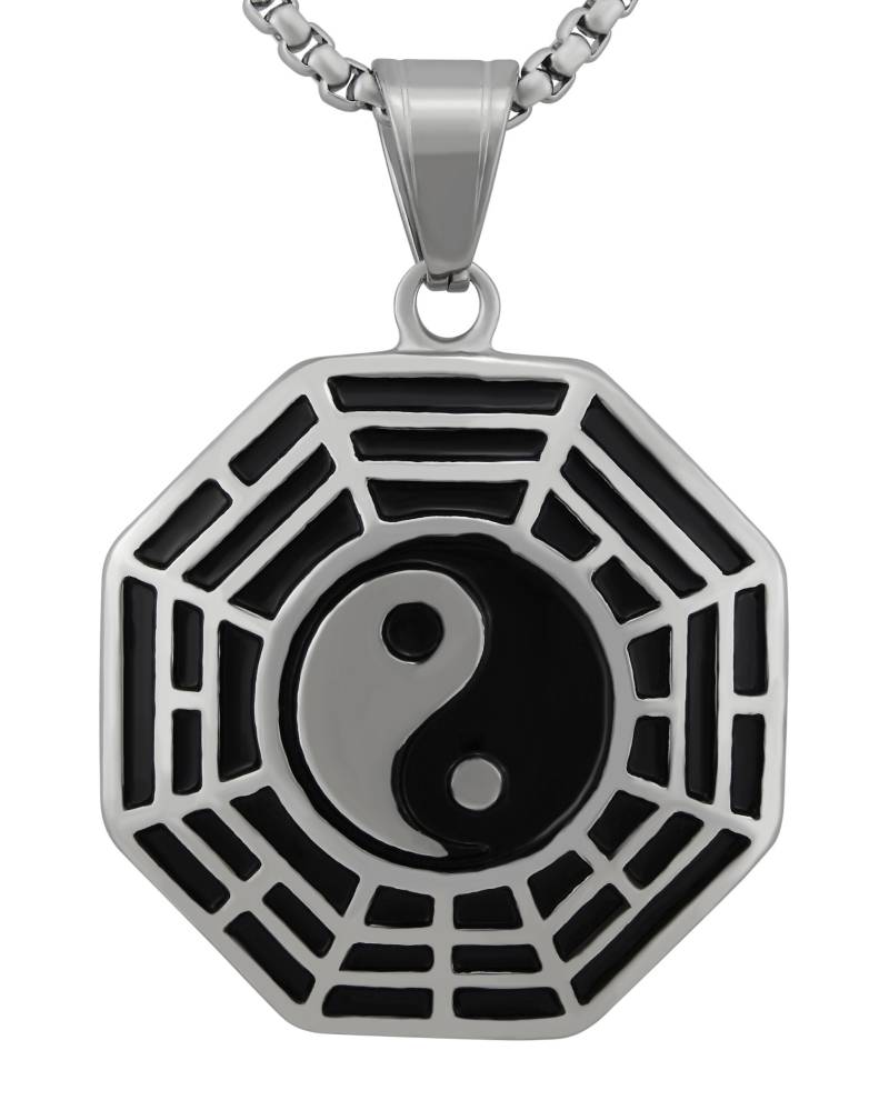 Personalisierte Kette Mit Gravur Yin Yang Verzierung in Silber/Gold Und Schwarz Personalisierte Geschenke von HanessaDE