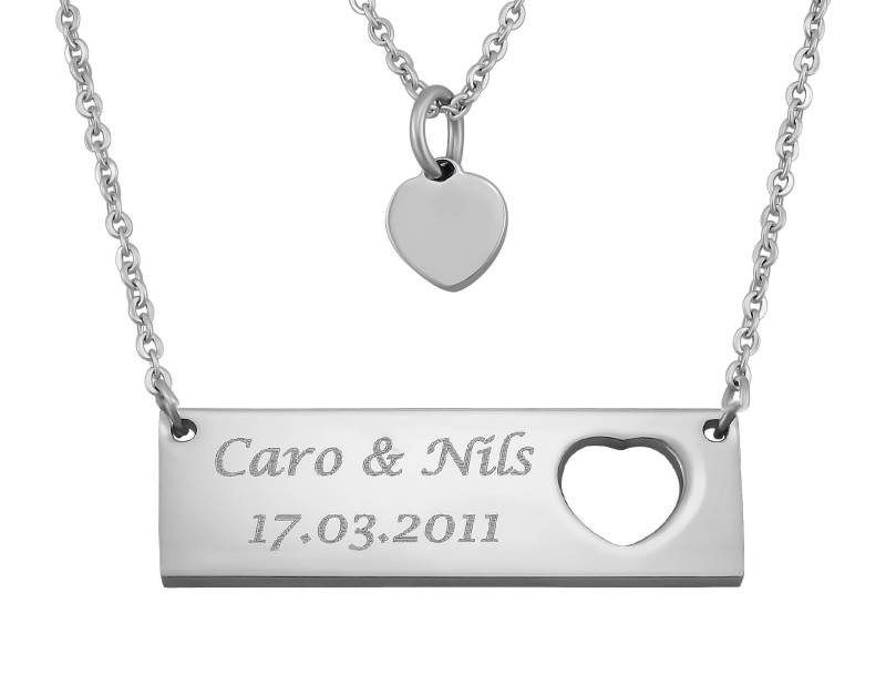 Personalisierte Ketten Mit Gravur Partnerketten Herz Aus Edelstahl in Silber Personalisierte Geschenke Für Paare Personalisierte Ketten Mit Gravur Partnerketten Herz Aus Edelstahl in Silber Personalisierte Geschenke Für Paare von HanessaDE