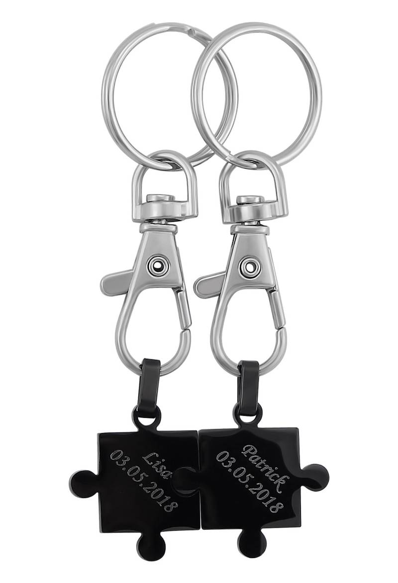 Personalisierte Schlüsselanhänger Mit Gravur Puzzle Partneranhänger Aus Edelstahl in Schwarz Personalisierte Geschenke von HanessaDE