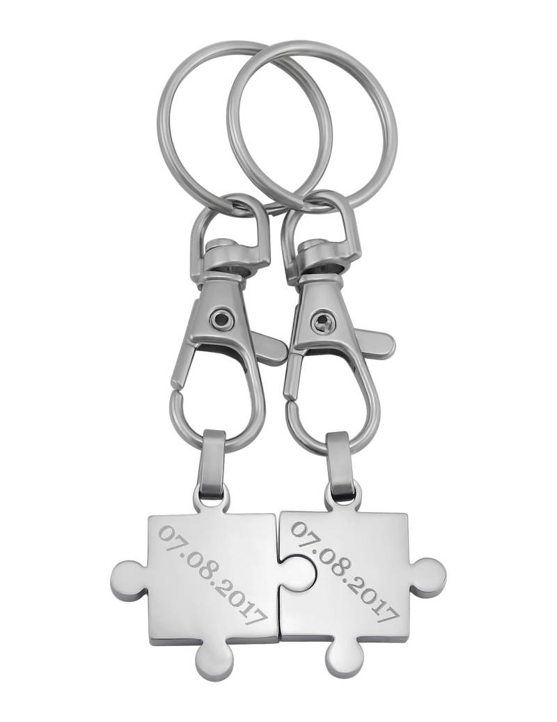 Personalisierte Schlüsselanhänger Mit Gravur Puzzle Partneranhänger Aus Edelstahl in Silber Personalisierte Geschenke von HanessaDE
